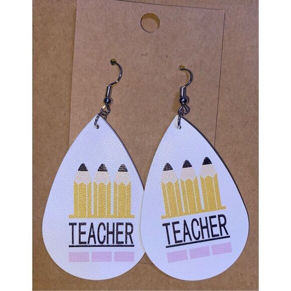☀️3/$12☀️ Teacher Teardrop Style Dangle Earrings - Picture 1 of 3